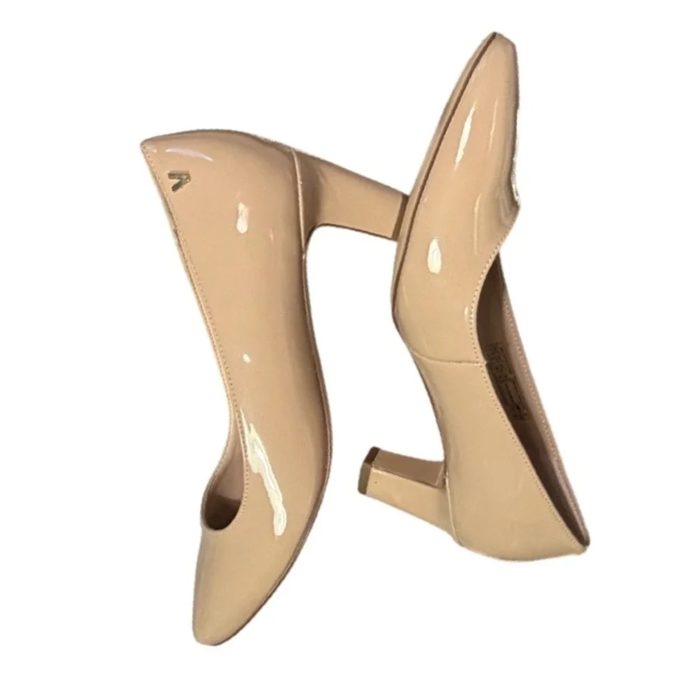 Vionic Mia Patent Nude Pump Orthotic Comfort Block Heel Pointed Toe 7 NWOT